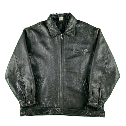 00s Patina Black Leather Jacket- XL
