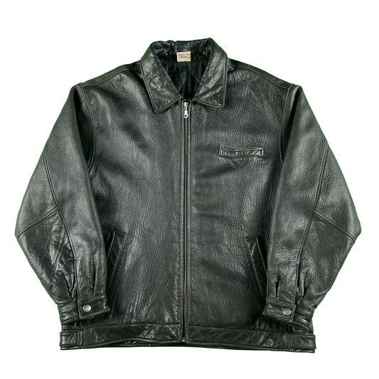 00s Patina Black Leather Jacket- XL
