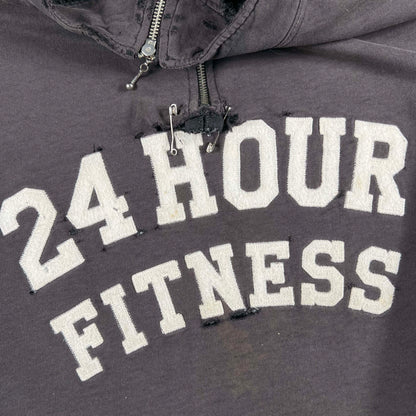 00s Sun Faded & Pinned 24 Hour Fitness Chopped Sweatshirt- XL