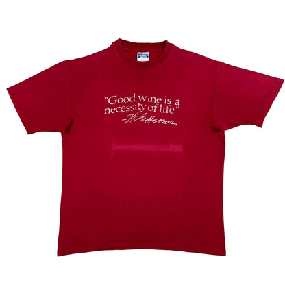 90s Sun Faded 'Good Wine is a Necessity to Life' Tee- XL