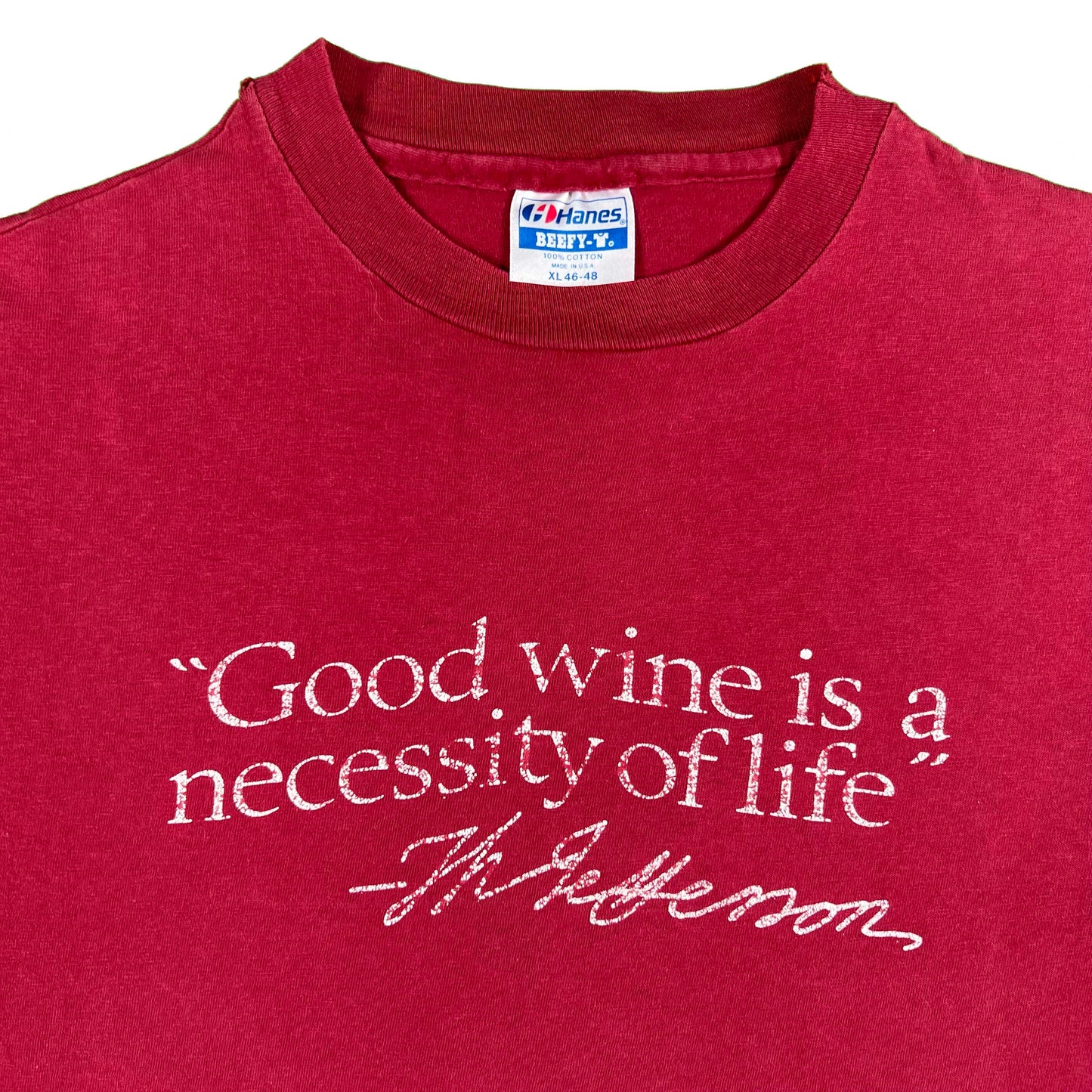 90s Sun Faded 'Good Wine is a Necessity to Life' Tee- XL