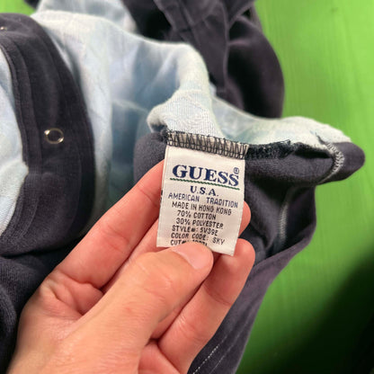90s Guess Two Tone Blue Velour Shirt- L