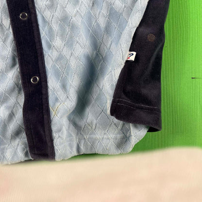 90s Guess Two Tone Blue Velour Shirt- L