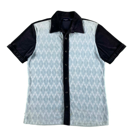 90s Guess Two Tone Blue Velour Shirt- L