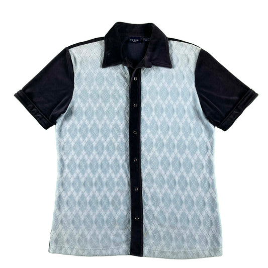 90s Guess Two Tone Blue Velour Shirt- L