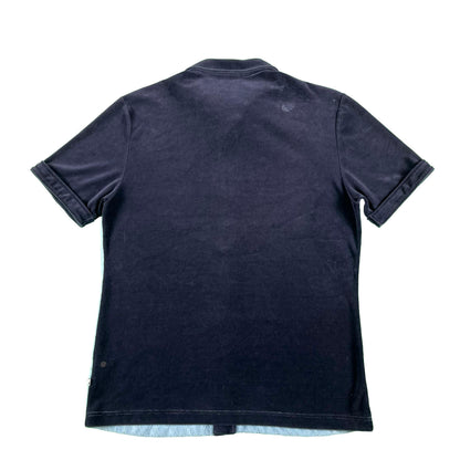 90s Guess Two Tone Blue Velour Shirt- L
