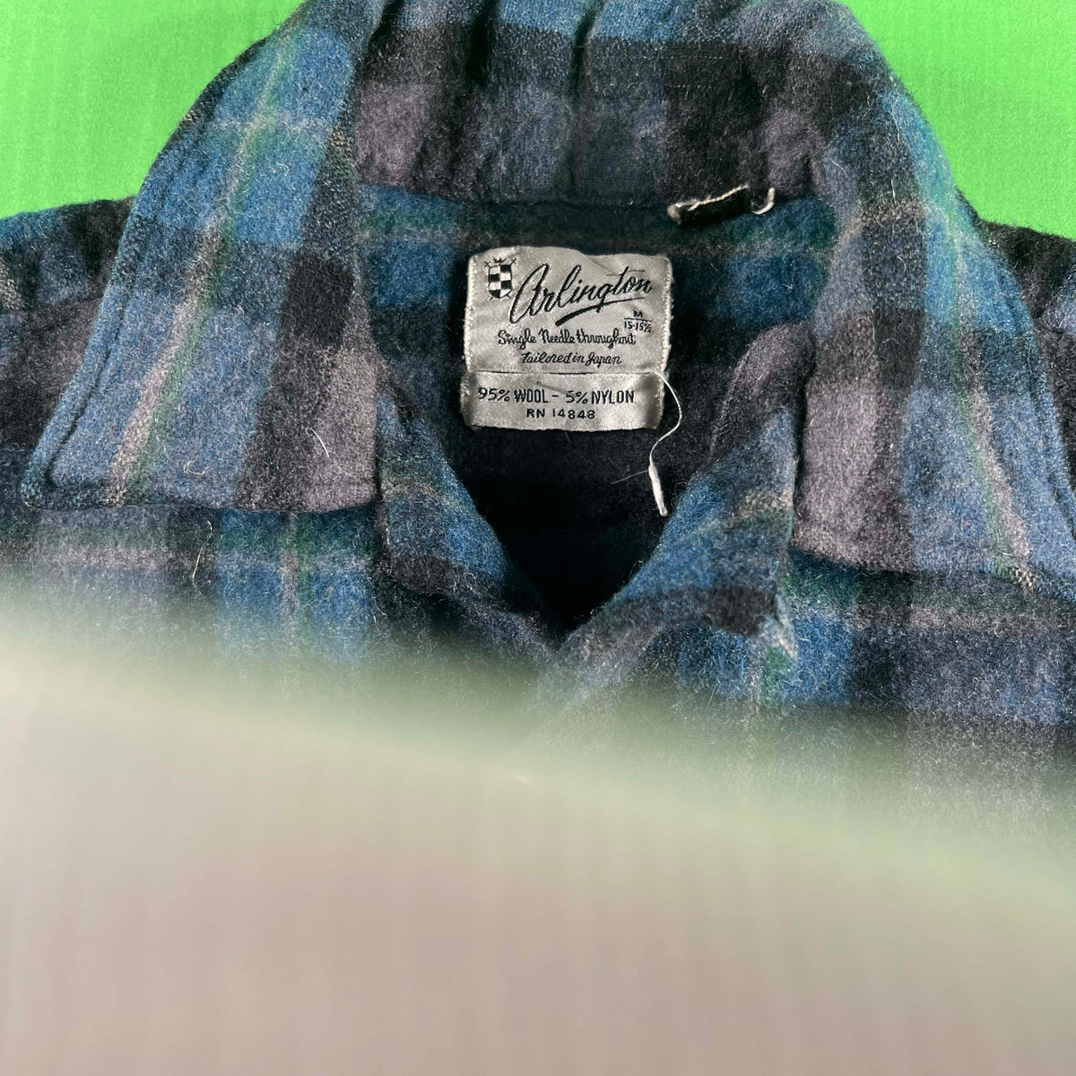 60s Flannel Loop Collar Board Shirt- S