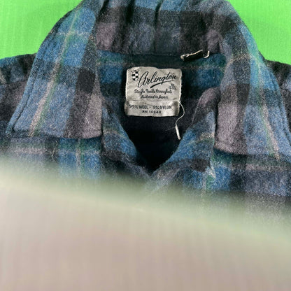 60s Flannel Loop Collar Board Shirt- S