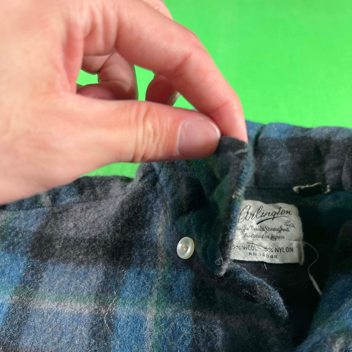 60s Flannel Loop Collar Board Shirt- S