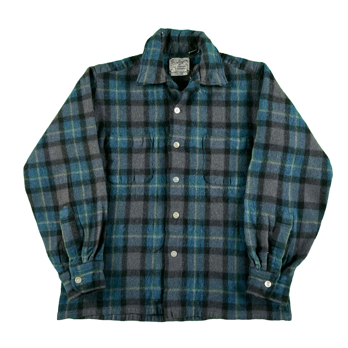 60s Flannel Loop Collar Board Shirt- S