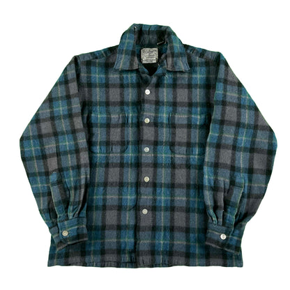 60s Flannel Loop Collar Board Shirt- S