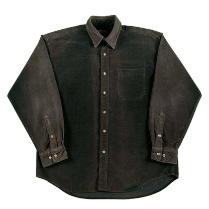 90s/00s Sun Faded Black Corduroy Button Up Shirt- L