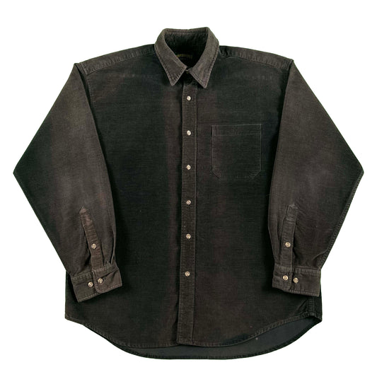 90s/00s Sun Faded Black Corduroy Button Up Shirt- L