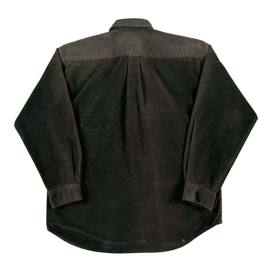 90s/00s Sun Faded Black Corduroy Button Up Shirt- L