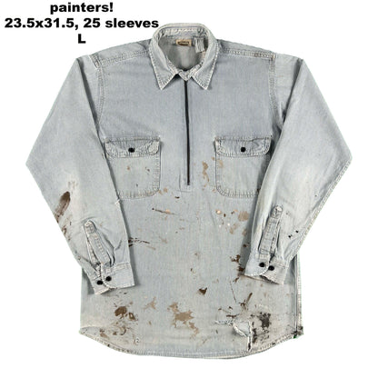 Vintage Hickory Stripe 1/2 Zip Work Shirts- SELECT SHIRT