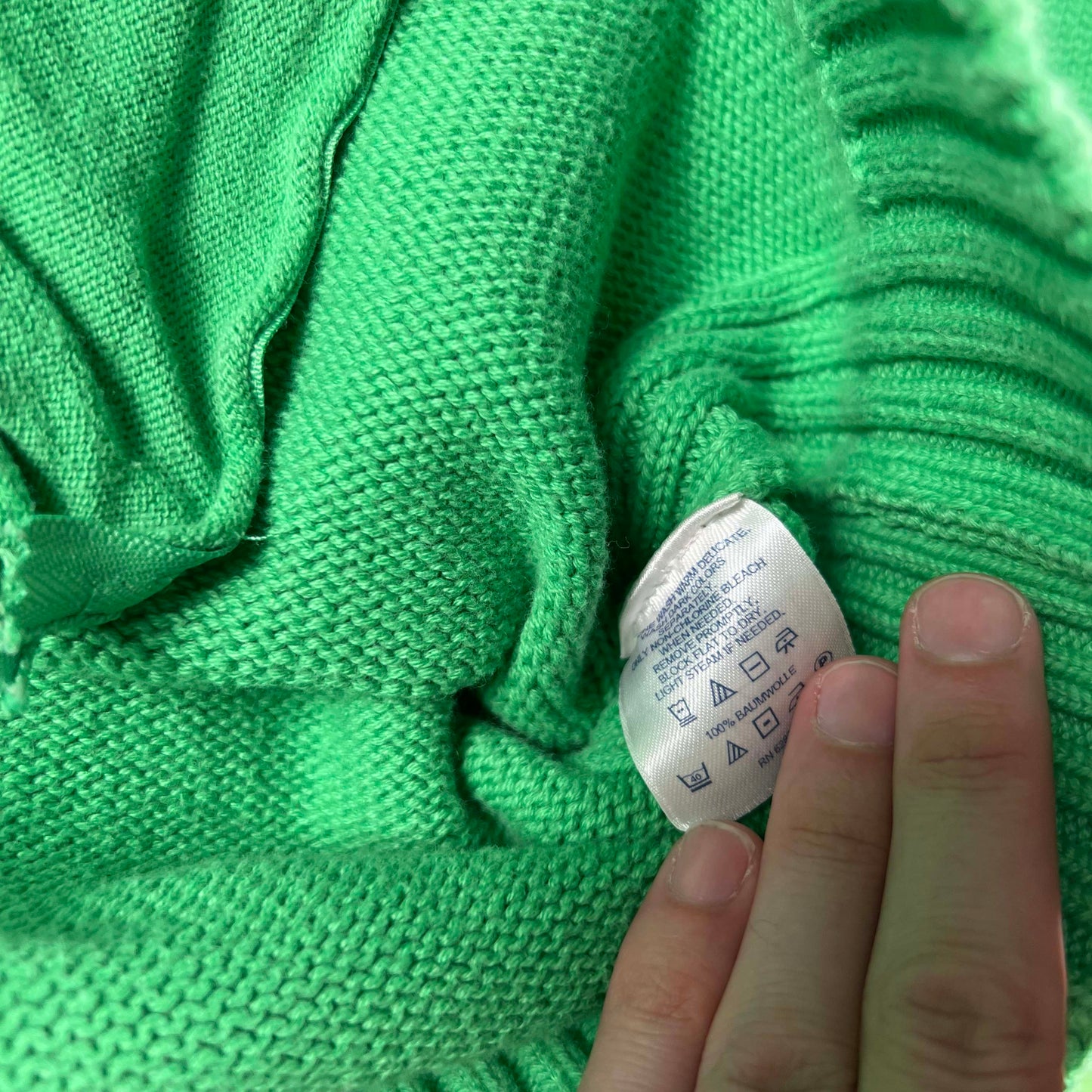 Lands' End Green Apple Cotton Knit z/u Cardigan- XL