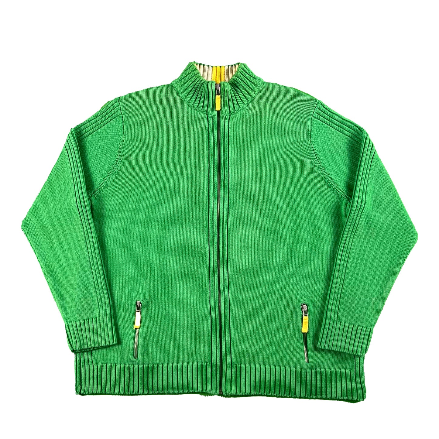 Lands' End Green Apple Cotton Knit z/u Cardigan- XL