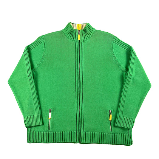 Lands' End Green Apple Cotton Knit z/u Cardigan- XL