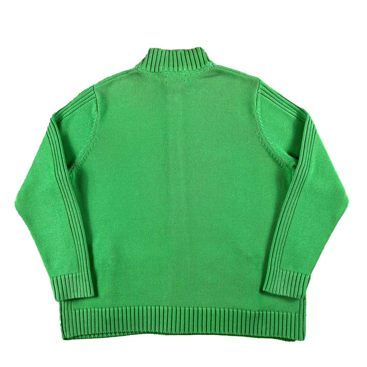 Lands' End Green Apple Cotton Knit z/u Cardigan- XL