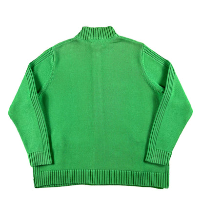 Lands' End Green Apple Cotton Knit z/u Cardigan- XL
