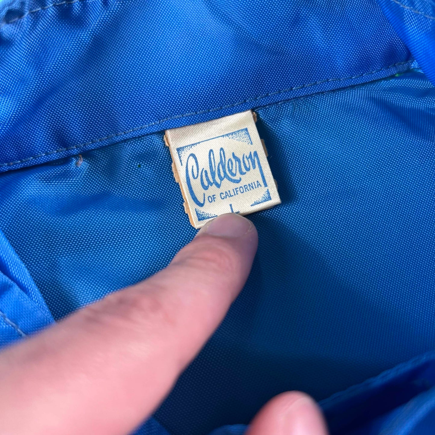60s Dark Baby Blue Nylon 'RSAL' Jacket- L