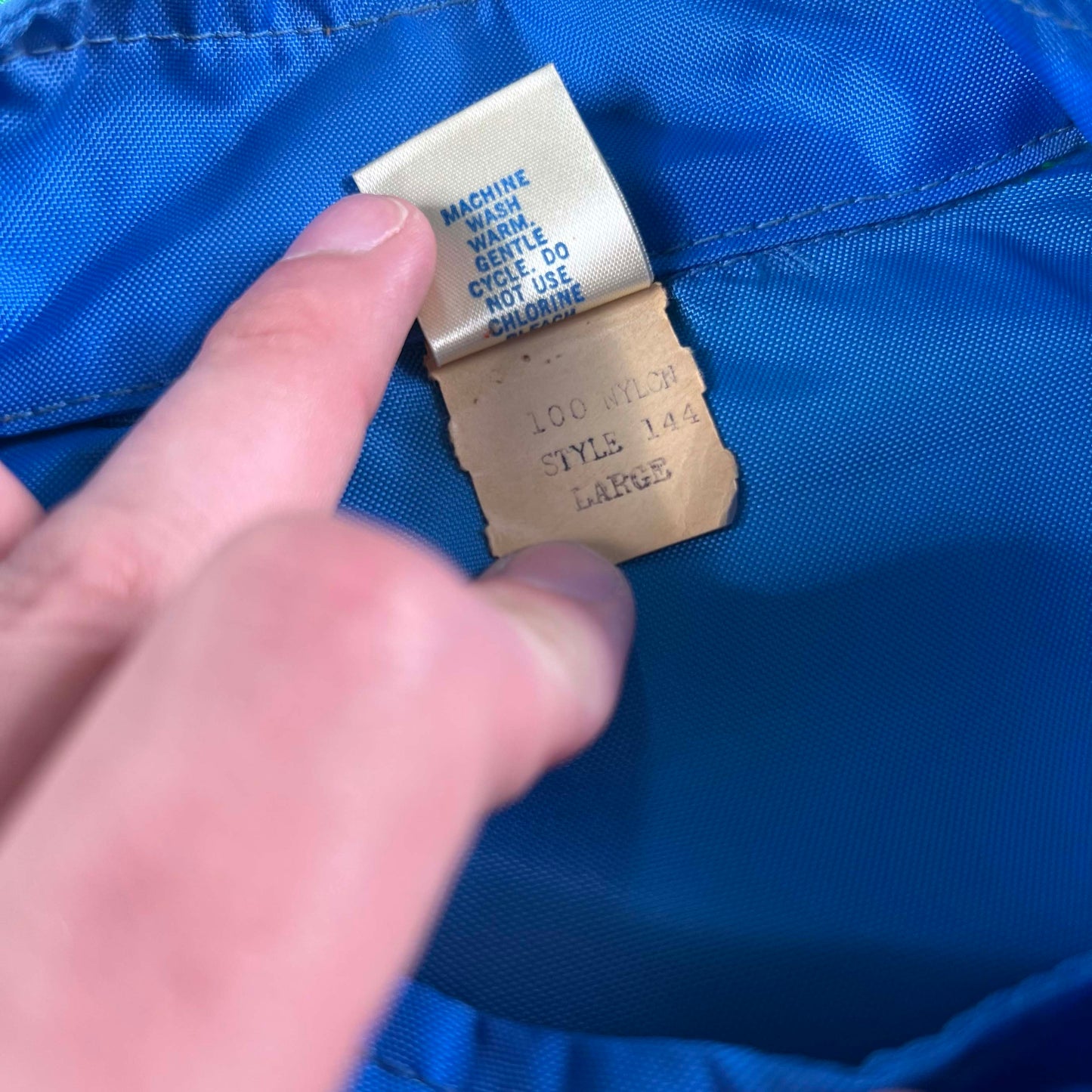 60s Dark Baby Blue Nylon 'RSAL' Jacket- L