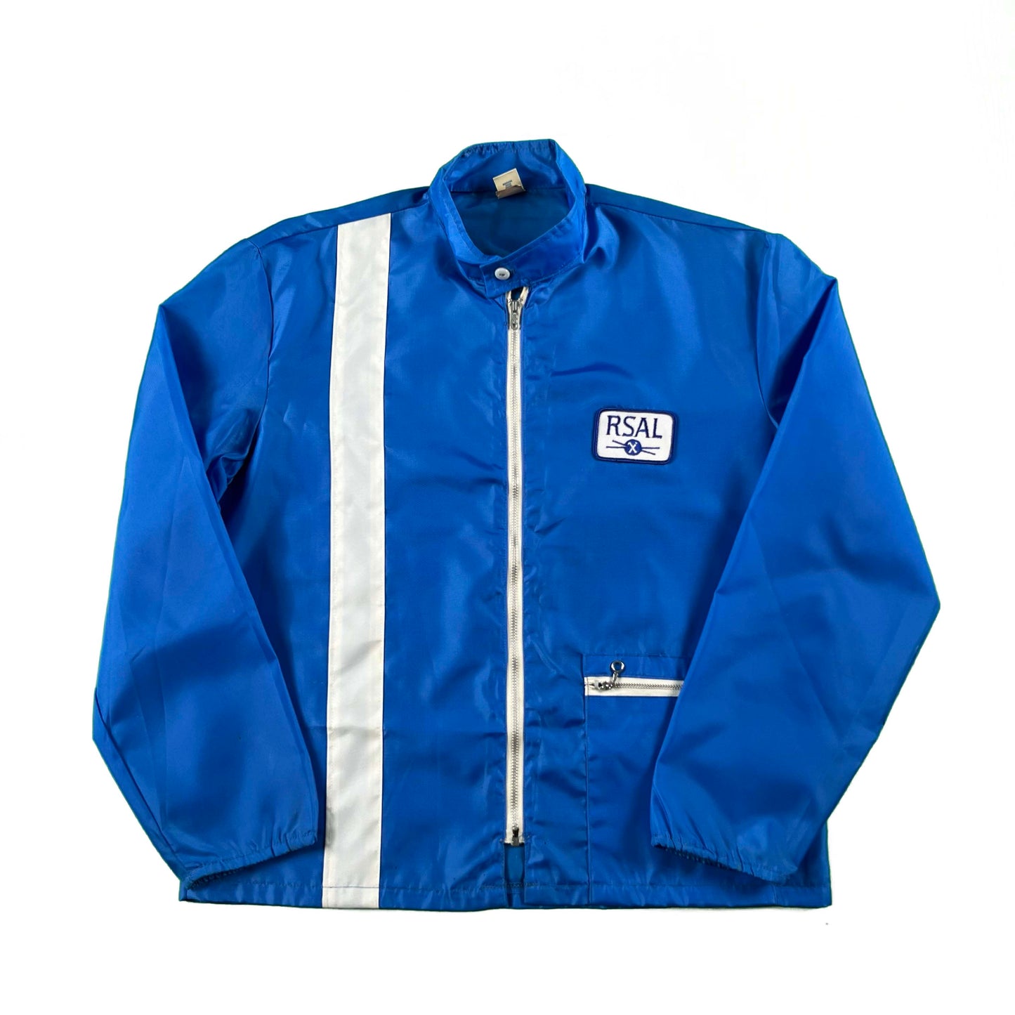 60s Dark Baby Blue Nylon 'RSAL' Jacket- L
