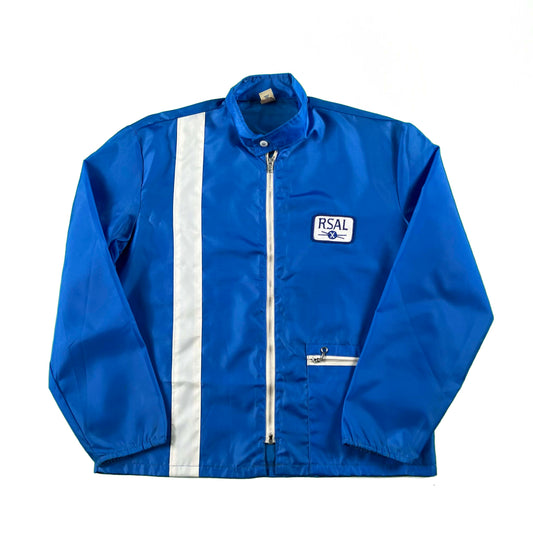 60s Dark Baby Blue Nylon 'RSAL' Jacket- L