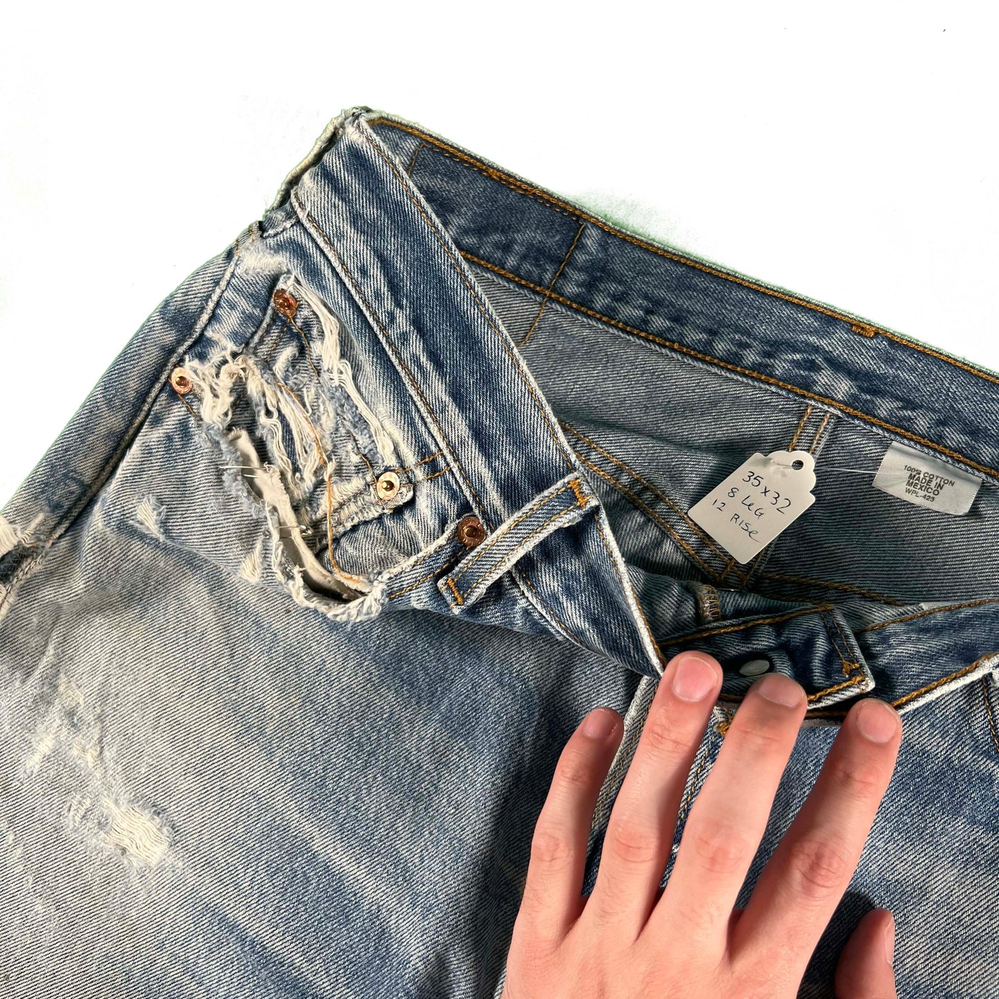 00s Nicely Worn & Safety Pinned Levi's 501 Denim- 35x32