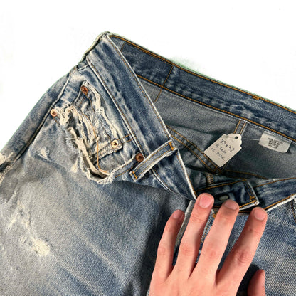 00s Nicely Worn & Safety Pinned Levi's 501 Denim- 35x32