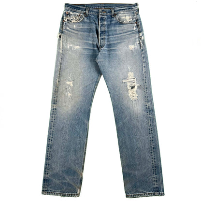 00s Nicely Worn & Safety Pinned Levi's 501 Denim- 35x32