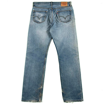 00s Nicely Worn & Safety Pinned Levi's 501 Denim- 35x32