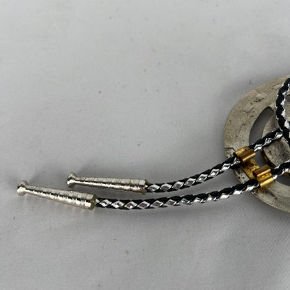 60s Silver and Swirled Emerald Bolo Tie