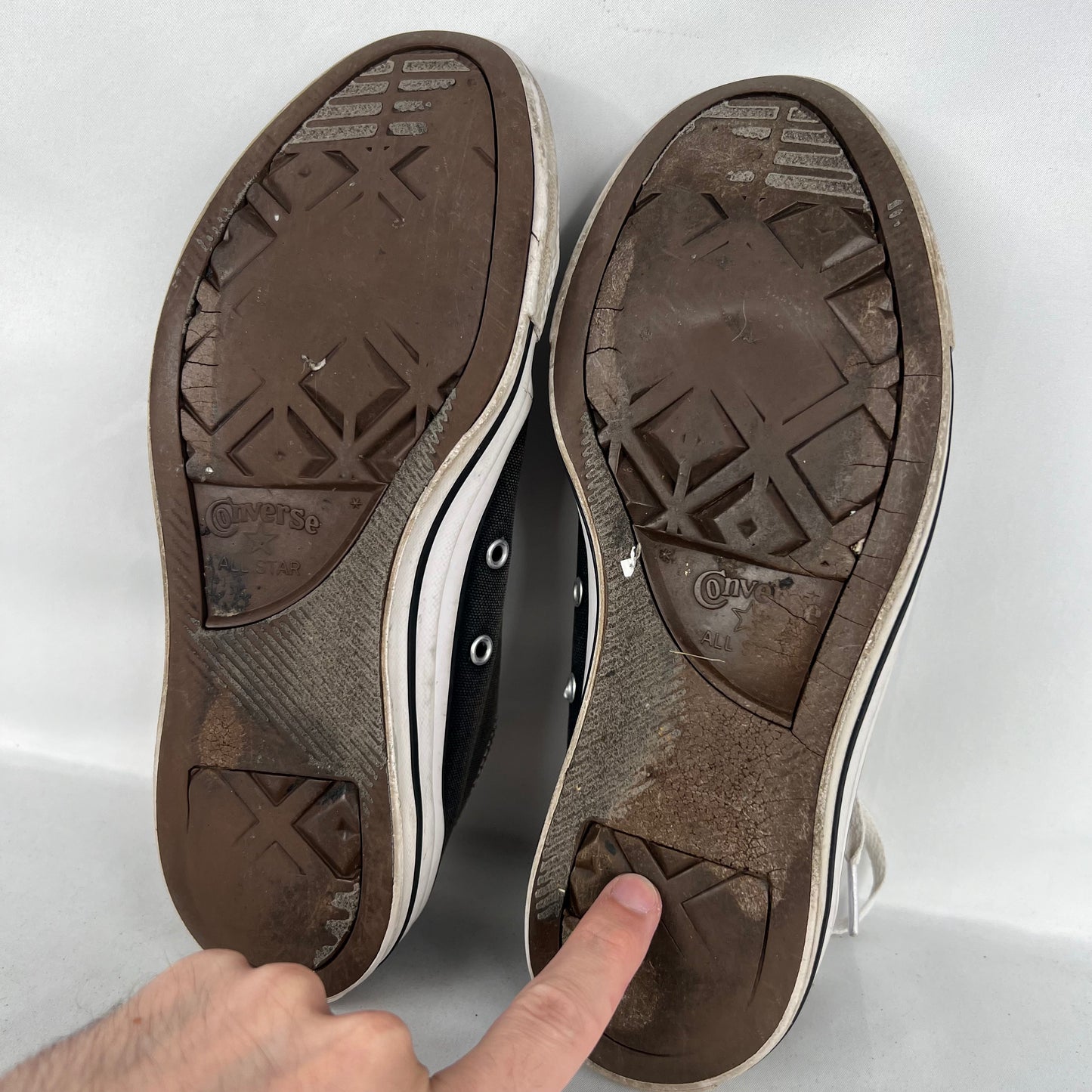 Faded Black Beat Up Converse- M's 6.5, W's 8