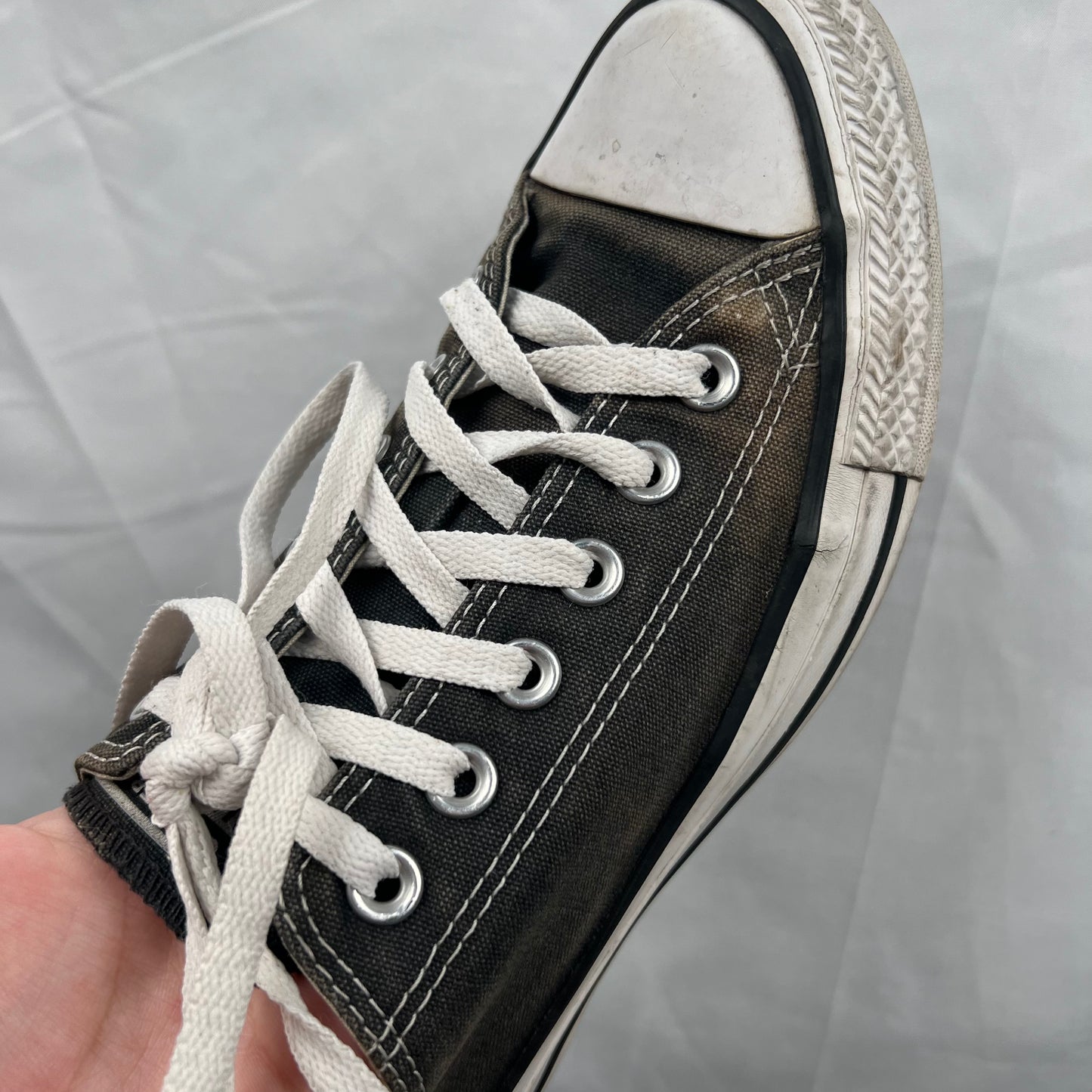 Faded Black Beat Up Converse- M's 6.5, W's 8