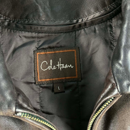 00s Cole Haan Mocha Brown Leather Racer Jacket- L