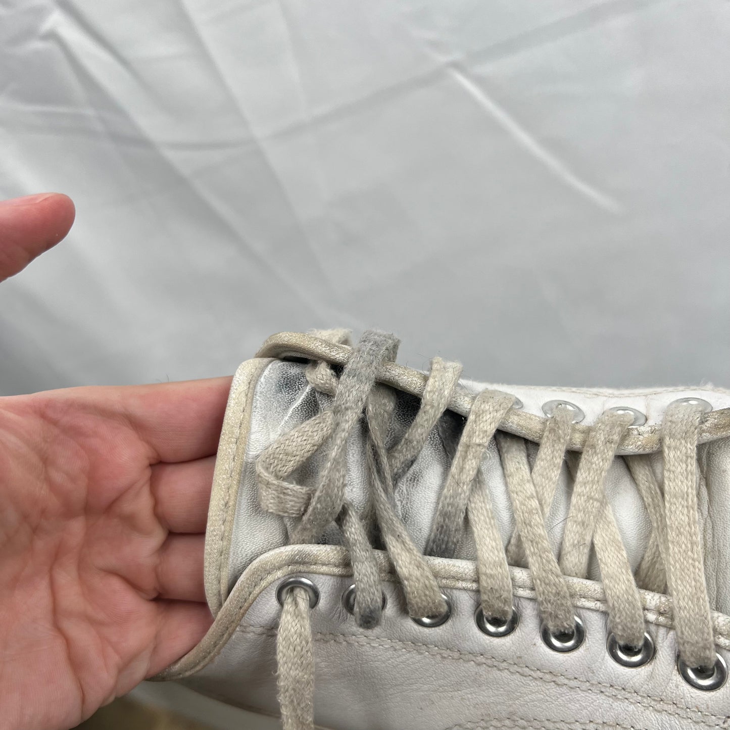 00s White Leather Converse Jack Purcells- M's 7, W's 8.5