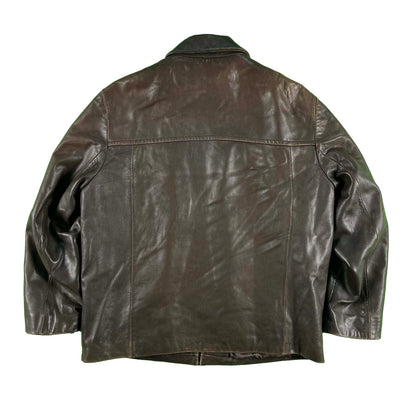 00s Cole Haan Mocha Brown Leather Racer Jacket- L