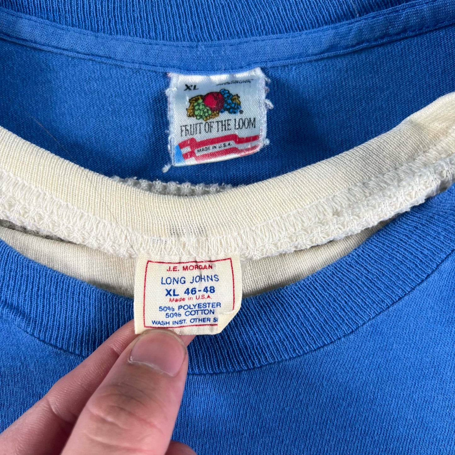 80s Safety Pinned Frat Tee & Waffle Knit Thermal- XL
