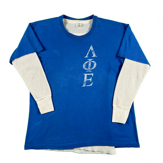 80s Safety Pinned Frat Tee & Waffle Knit Thermal- XL
