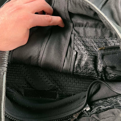 00s Tourmaster Black Leather Biker Jacket- M