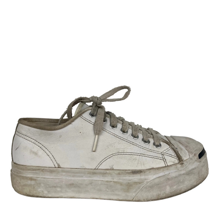 00s White Leather Converse Jack Purcells- M's 7, W's 8.5