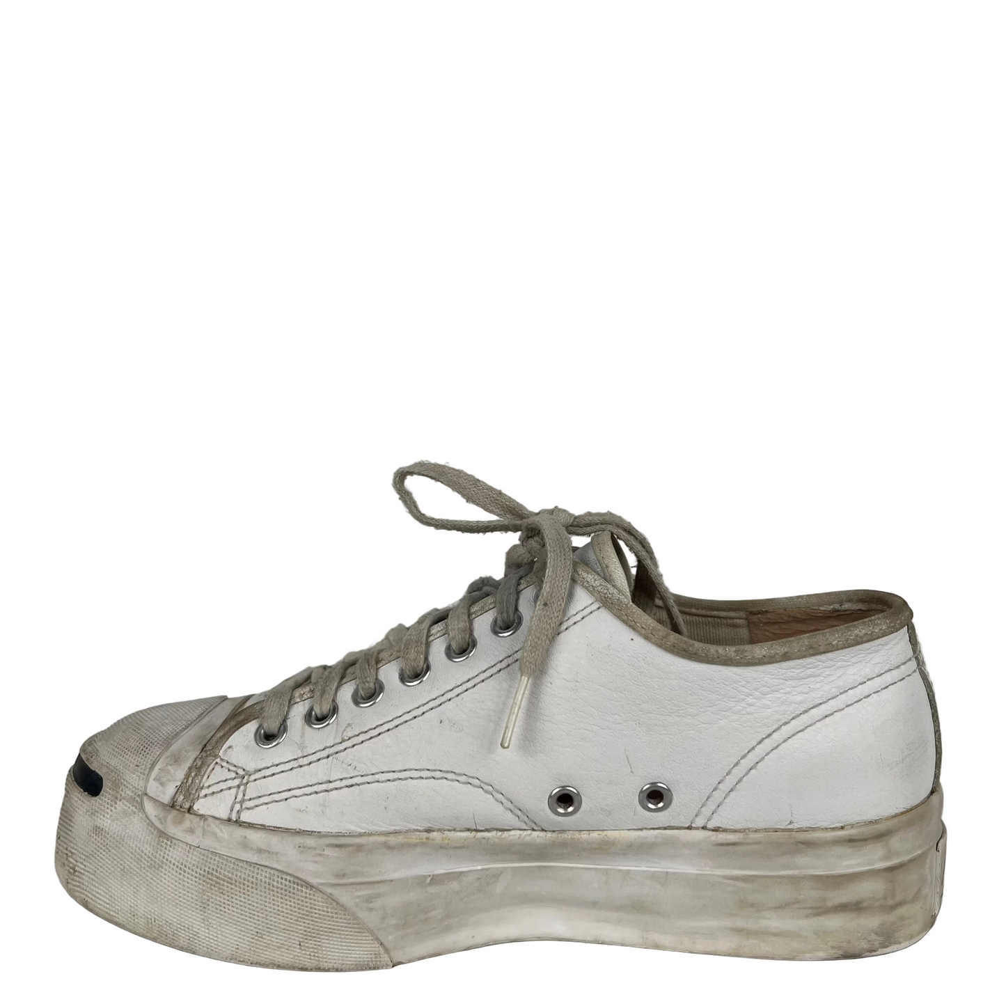 00s White Leather Converse Jack Purcells- M's 7, W's 8.5