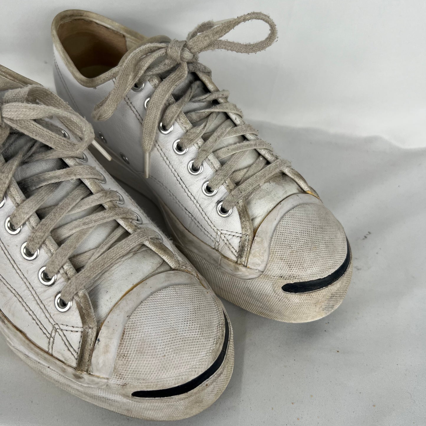 00s White Leather Converse Jack Purcells- M's 7, W's 8.5