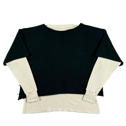 00s Jenius. Crop Tee & Waffle Knit Thermal- L