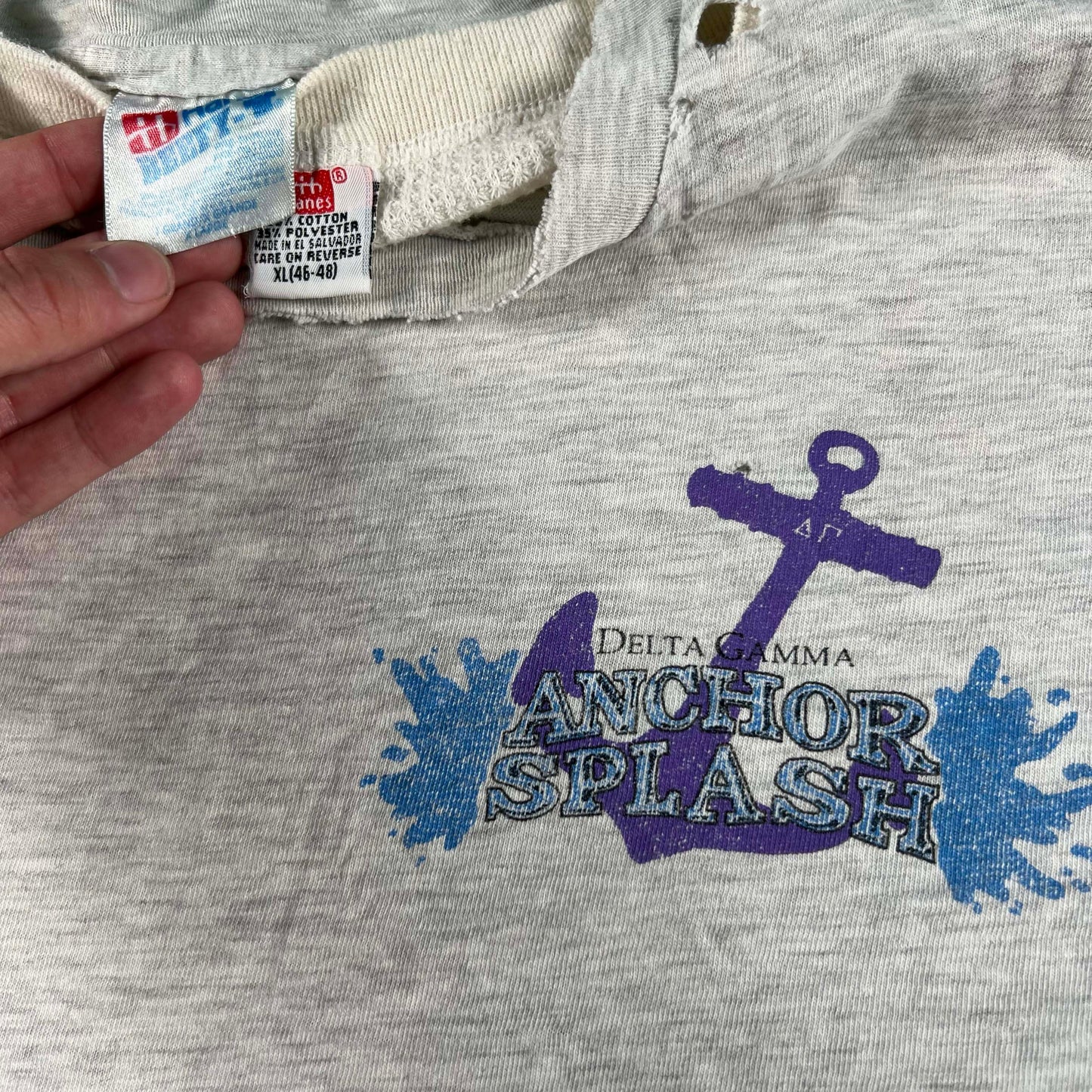 90s Thrashed Stanford Delta Gamma Tee & Waffle Knit Thermal- XL