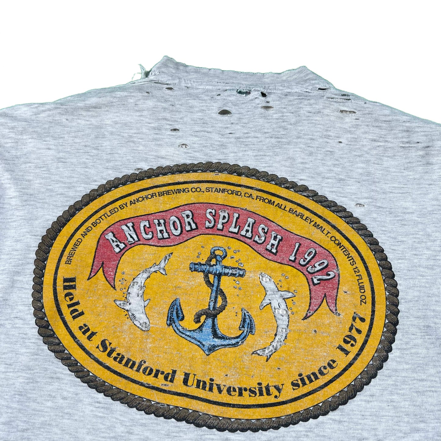 90s Thrashed Stanford Delta Gamma Tee & Waffle Knit Thermal- XL