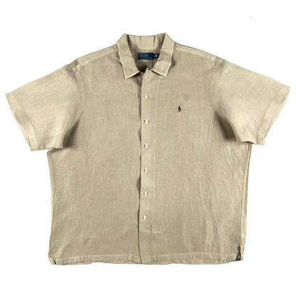 90s Polo Ralph Lauren Linen Silk Loop Collar Shirt- XXL
