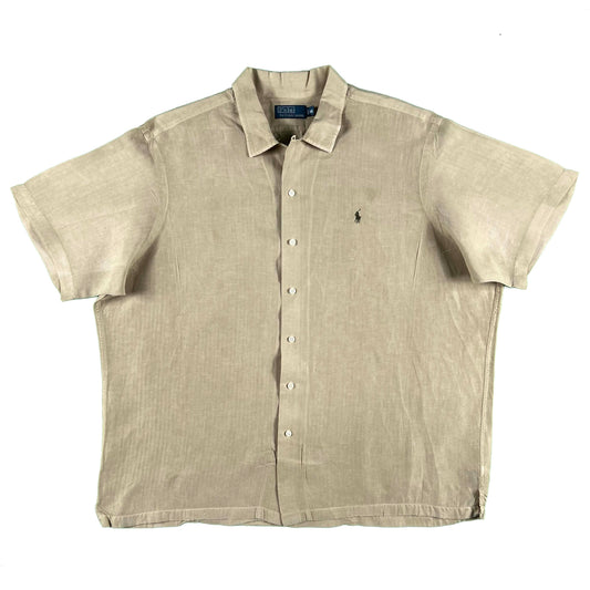 90s Polo Ralph Lauren Linen Silk Loop Collar Shirt- XXL
