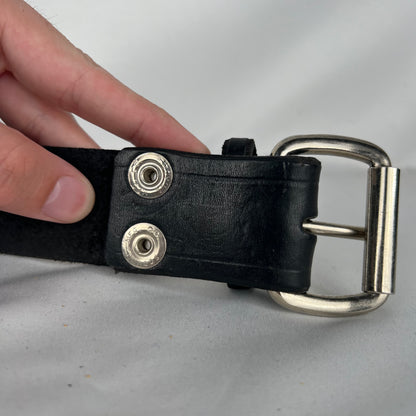 80s Spike Studded Black Leather Belt- 26"-30"